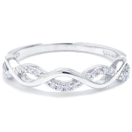 Sterling Silver Polished and Cubic Zirconia Infinity Band Ring