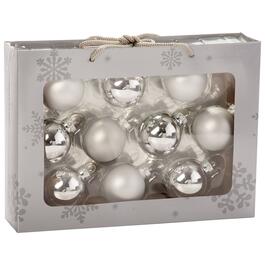 Set of 10 1.7in. Silver Glass Ornaments