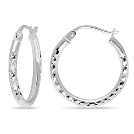 Designs by FMC 2mmx20mm Diamond Cut Round Hoop Earrings
