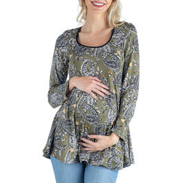 Womens 24/7 Comfort Apparel Paisley Maternity Tunic Top