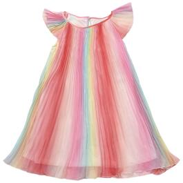 Girls &#40;7-16&#41; Rare Editions Rainbow Ombre Pleated Chiffon Dress