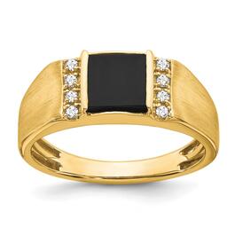 Mens Pure Fire 14kt. Yellow Gold Square Onyx Ring