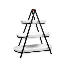 Home Essentials 3 Tier Folding Stand with 3 Oval Platters