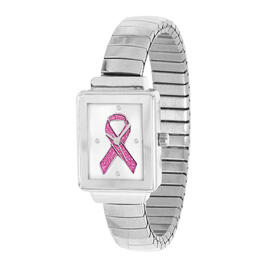 Womens Breast Cancer Awareness Ribbon Dial Watch - 3916SIL