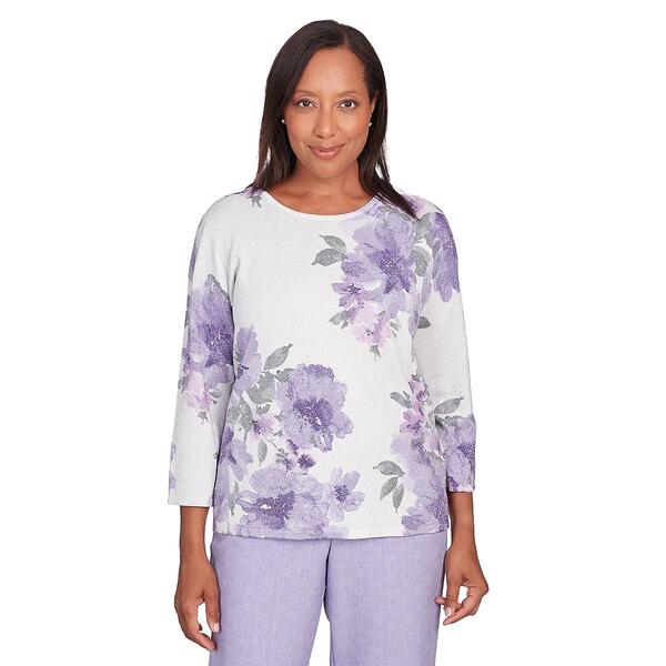 Womens Alfred Dunner Isn''t it Romantic Shimmer Floral Sweater - image 