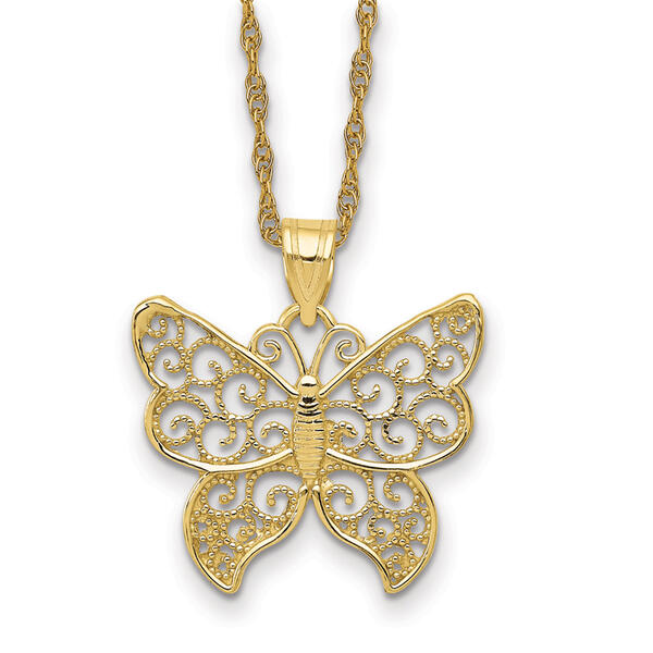Gold Classics&#40;tm&#41; 10kt. Gold Butterfly Pendant Necklace - image 
