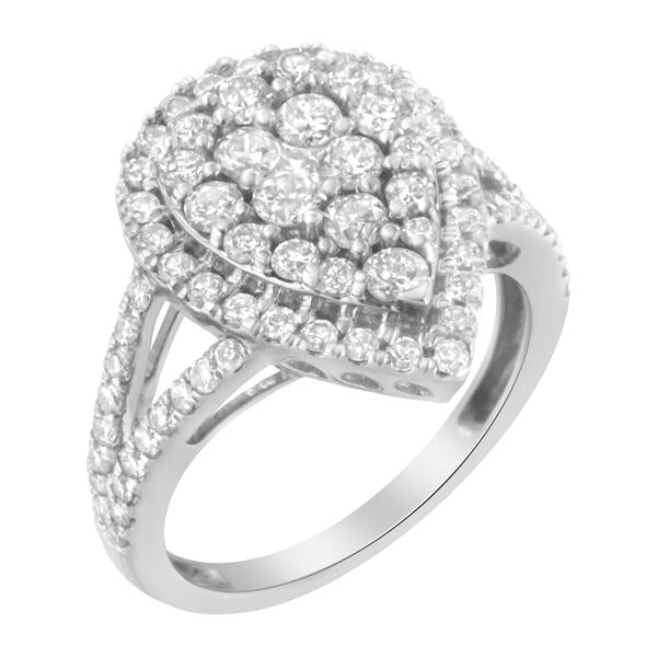 1 1/2 ct. Sterling Silver Diamond Cluster Ring - image 