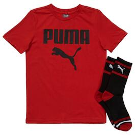 Boys (8-20) Puma Tee &amp; Crew Socks - Medium Red