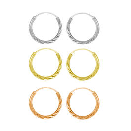 Marsala Set of 3 Tri-Tone Hoop Earrings