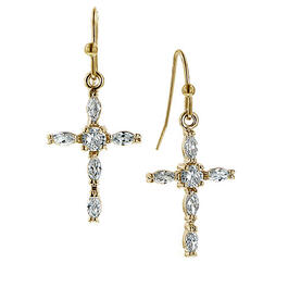 Symbols of Faith 14kt. Gold Dipped Cross Drop Earrings