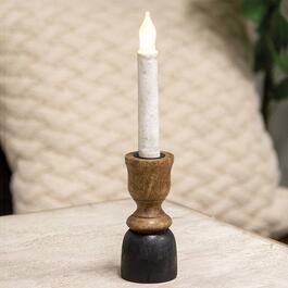 5.25in. Black & Natural Wood Taper Candle Holder