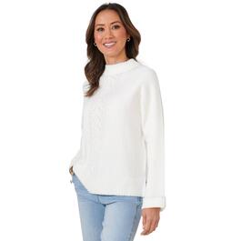 Womens Democracy Long Sleeve Solid Front High Neck Sweater