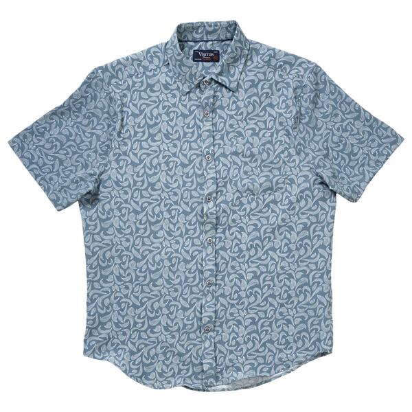 Mens Visitor Floral Stretch Button Down Shirt - Dusty Blue - image 