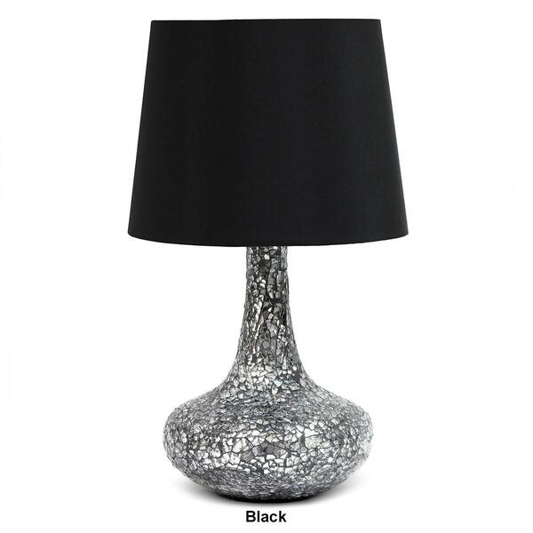 Simple Designs Mosaic Tiled Glass Genie Table Lamp w/Fabric Shade