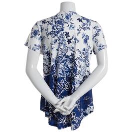 Womens OneWorld Short Sleeve Scoop Neck Floral High Low Tee