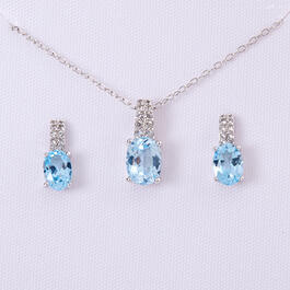 Marsala White Sapphire & Blue Topaz Necklace Set