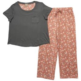 Womens Ink & Ivy Short Sleeve Tee/Calico Pattern Pants Pajama Set