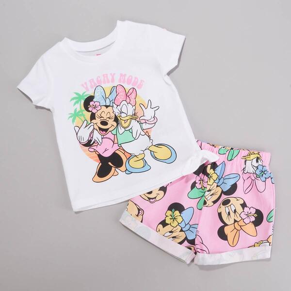 Toddler Girl Disney&#40;R&#41; Minnie & Daisy Vacay Mode Top & Shorts Set - image 