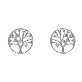 Gianni Argento Silver Diamond Accent Tree of Life Stud Earrings