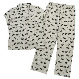 Womens Laura Ashley&#40;R&#41; Short Sleeve Notch Collar Pajama Pants Set