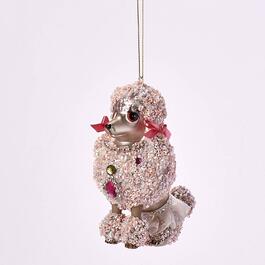 Glass Pink Poodle Glass Ornament