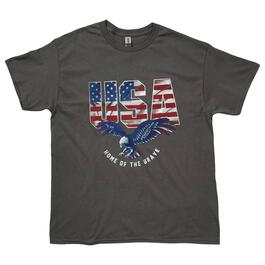 Mens Patriotic Brave Eagle USA Graphic T-Shirt - Charcoal