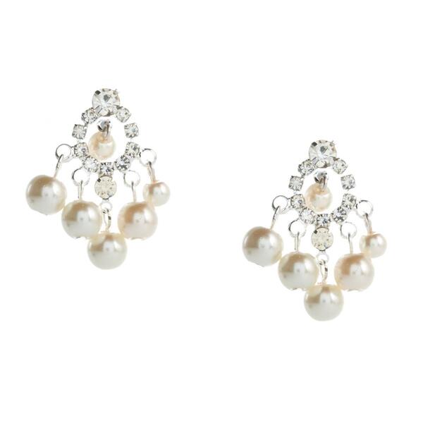 Rosa Rhinestones Pearl Fringe Drop Earrings - image 