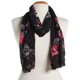 Womens Renshun Large Floral Pearl Silk Oblong Scarf