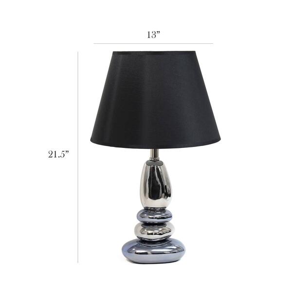 Elegant Designs Chrome & Metallic Blue Stones Ceramic Table Lamp