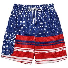 Young Mens Surf Zone Americana Swim Trunks - Red/White/Blue