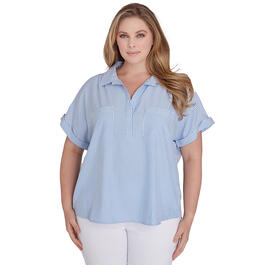 Plus Size Hearts of Palm Feeling Just Lime Popover Stripe Top