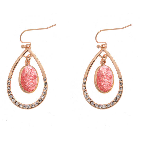 Ashley Cooper&#40;tm&#41; Pave Drop & Crackle Glass Center Earrings - image 