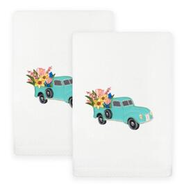 Linum Home Textiles 2pc. Spring Truck Embroidered Hand Towels