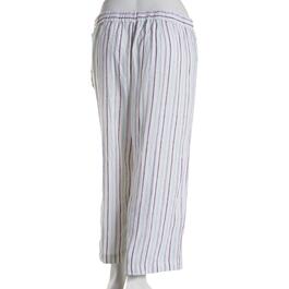 Plus Size Zac & Rachel Striped Tie Waist Linen Ankle Pants
