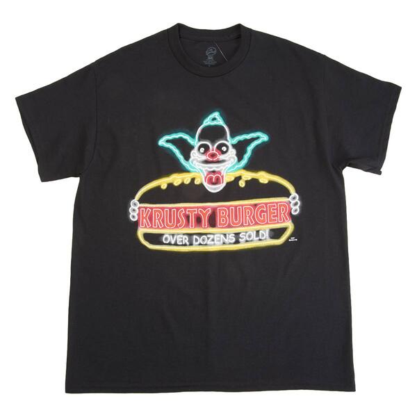 Young Mens The Simpsons Neon Krusty Burger Graphic Tee - image 