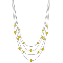 Napier Silver-Tone & Yellow Illusion Multi-Row Necklace
