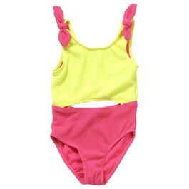 Girls &#40;7-16&#41; Kensie Color Block Textured Monokini Swimsuit