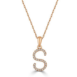 Diamond Classics&#40;tm&#41; 14kt. Rose Gold Initial S Letter Necklace
