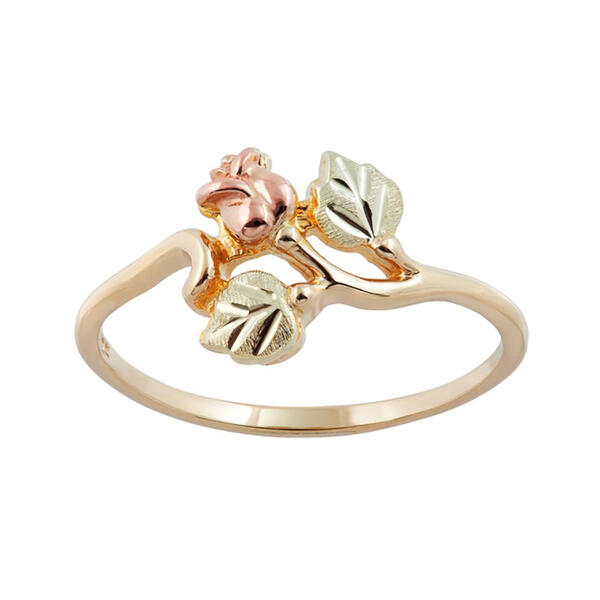 Gold Classics&#40;tm&#41; Black Hills Gold 10kt. Pink Rose Leaf Ring - image 