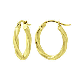 Gold Plated Sterling Silver 2x20x25mm Twisted Hoop Earrings