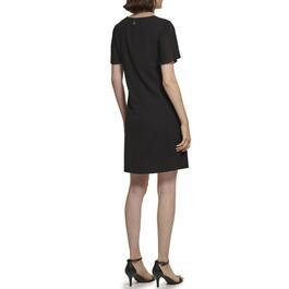 Womens Tommy Hilfiger Solid Short Pleat Sleeve Shift Dress