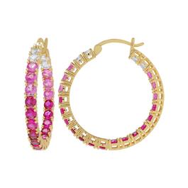 Gianni Argento Round Lab Grown Ruby Ombre Hoop Earrings