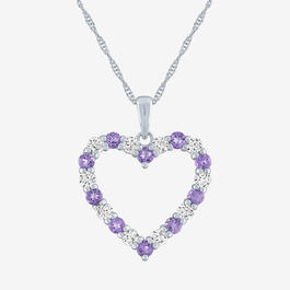 Gemstone Classics&#40;tm&#41; Amethyst & Lab Created Sapphire Heart Pendant