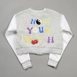 Girls &#40;7-16&#41; No Comment Fleece Know Your Worth Varsity Jacket
