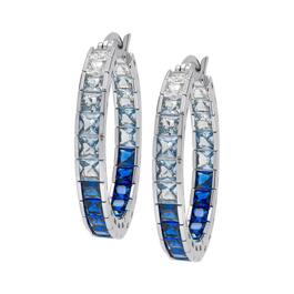 Gianni Argento Square Blue Ombre Hoop Earrings