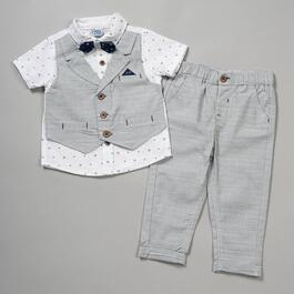 Baby Boy &#40;12-24M&#41; Little Lad&#40;R&#41; Dot & Stripe Mock Vest & Pants Set