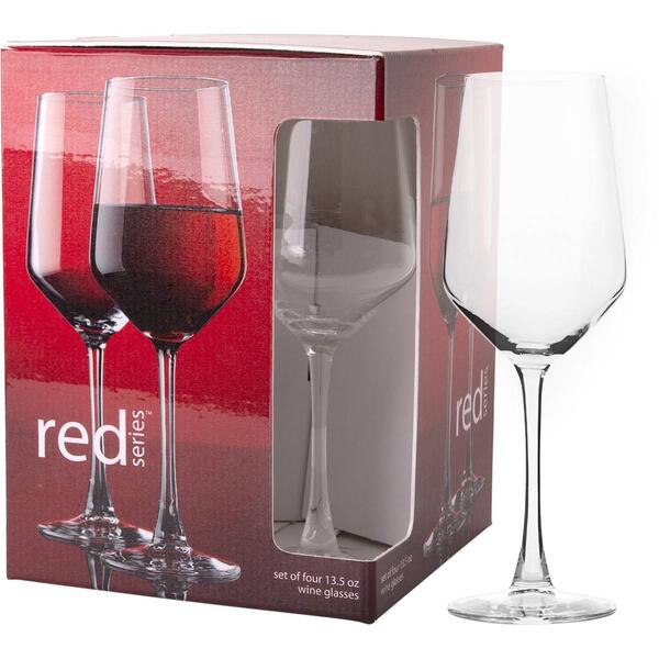 Home Essentials Red Series 13.5oz. Wine Stem Glasses - Set of 4 - image 