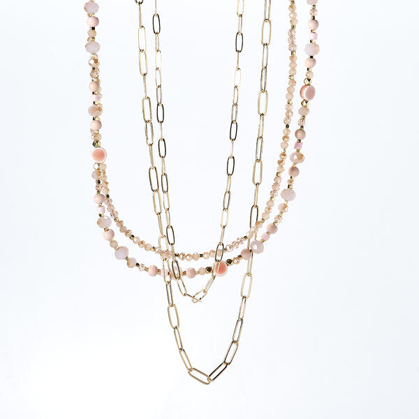 Ashley Cooper&#40;tm&#41; Gold Plated Peach Layered Beaded Chain Necklace - image 