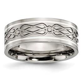 Mens Endless Affection&#40;tm&#41; Sterling Silver Inlay Celtic Knot Band