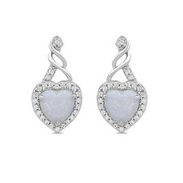 Gemstone Classics&#8482; Created Sapphire & Heart Opal Earrings
